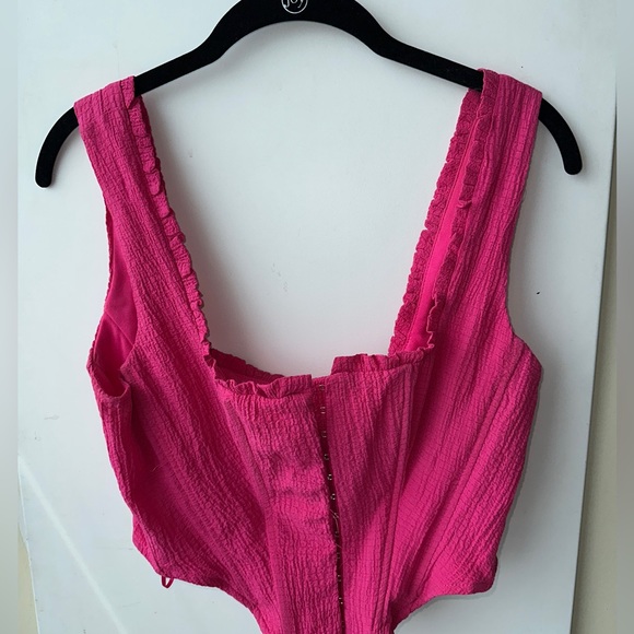 Stradivarius textured corset top in pink NWT - Picture 5 of 6